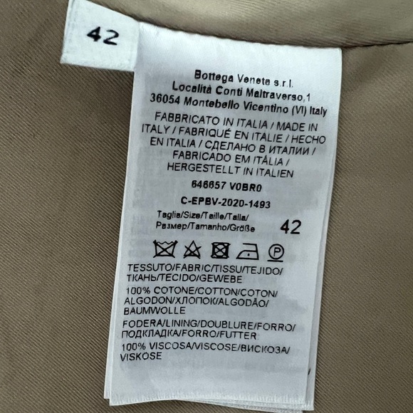 Bottega Veneta Coat Tan Canvas Cotton 42 IT. - Picture 7 of 9